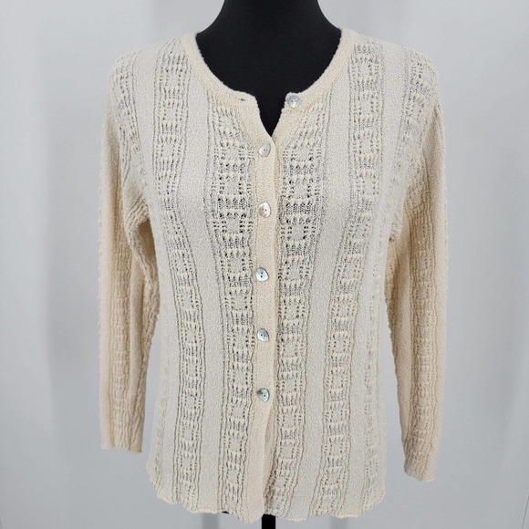 Cream Crochet Cardigan with Mother of Pearl Buttons - Picture 1 of 11